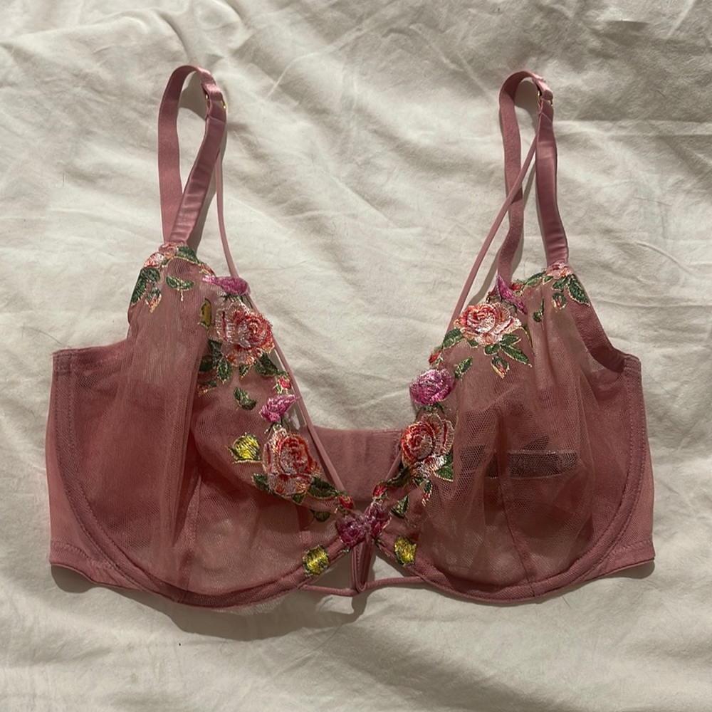 Sheer embroidered bra